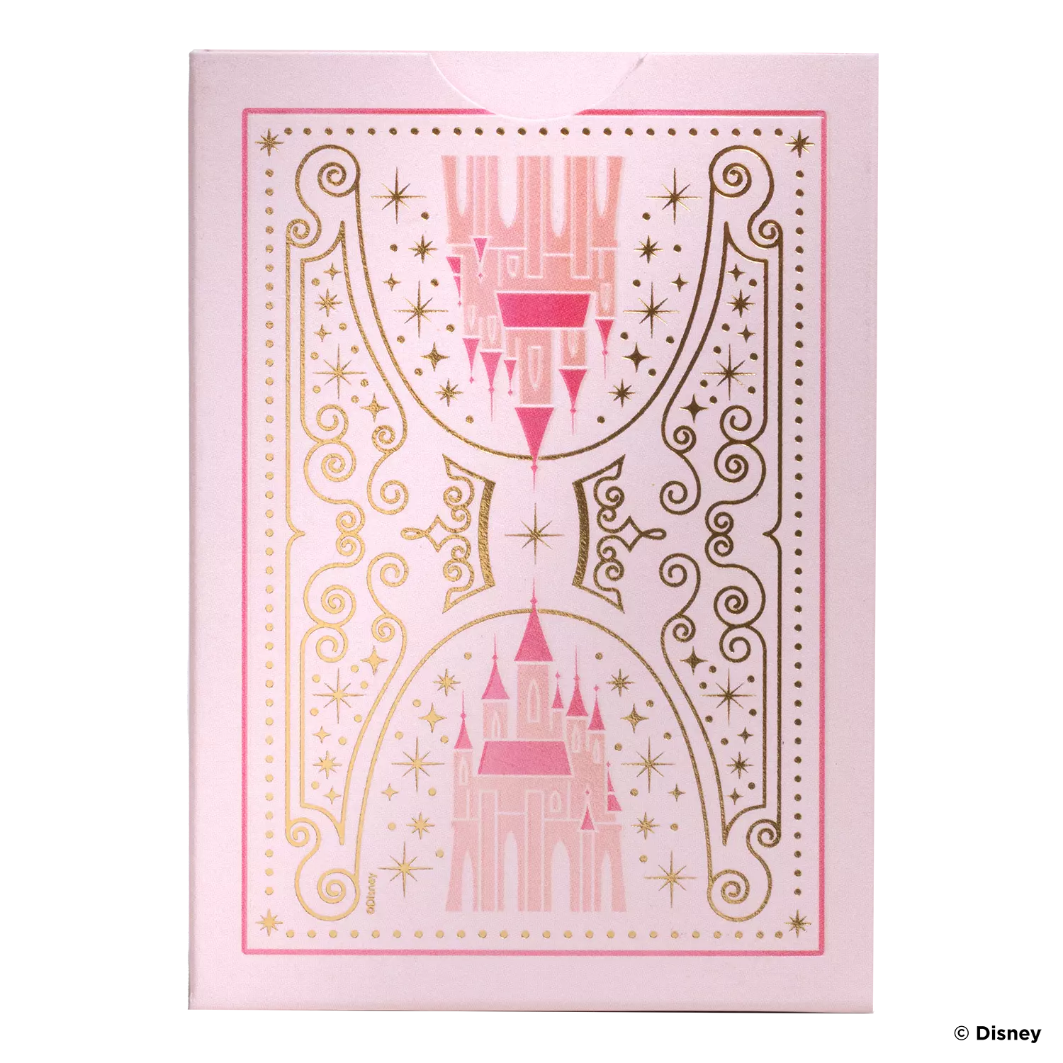 Eine Bicycle Ultimate Bicycle Disney Princess pink rosa Kartenschachtel steht mit sichtbarer Rückseite vor einem weißem Hintergrund.
