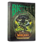 Eine Bicycle Creatives Bicycle World of Warcraft Burning Crusade Kartenschachtel steht mit sichtbarer Vorderseite vor einem weißem Hintergrund.