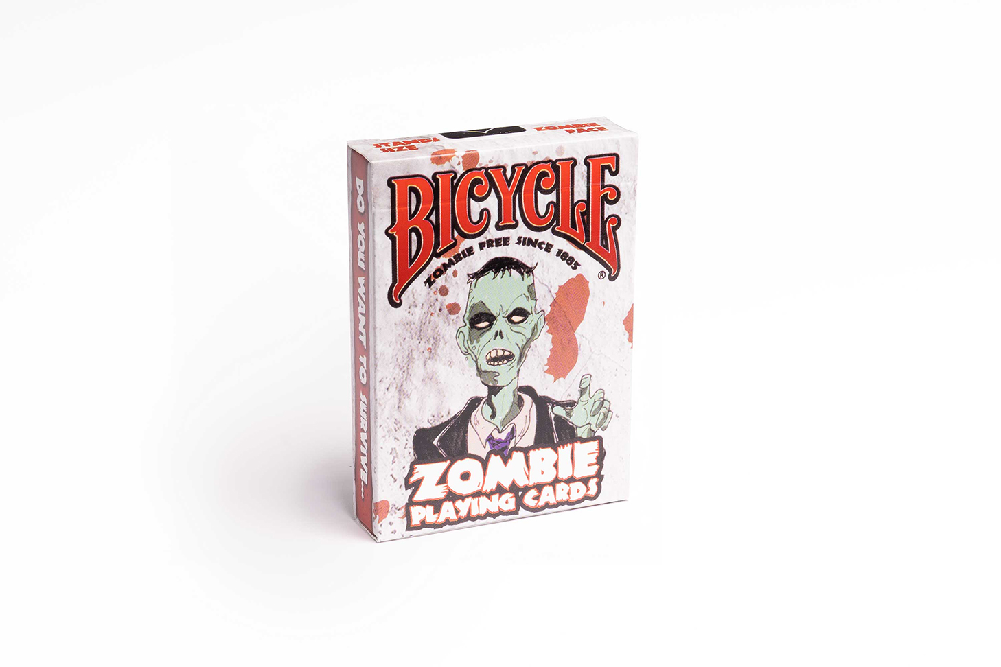 Premium Zombie Spielkarten von Bicycle mit beeindruckendem Design. Das Bicycle® Zombie wird durch gruselige Zombie-Elemente dargestellt, die perfekt für Fans von Horror und Magie sind. Ideal für Kartenspiele und Zaubershows. Holen Sie sich jetzt diese edlen Spielkarten für Ihre nächste Spielrunde oder als Sammlerstück!