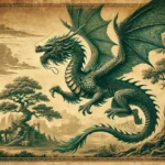 Alte Zeichnung eines Drachen aus dem antiken China. Drachen-Spiele, Bicycle Spielkarten